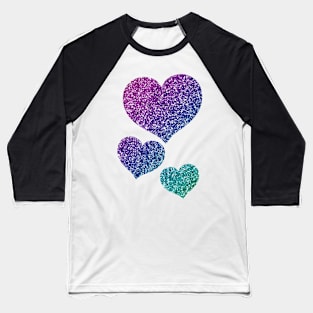 Blue Purple Gradient Glitter Hearts Baseball T-Shirt